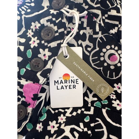 Marine Layer Camila Mini Dress Floral Block Print Black Pink NWT Size Medium - Picture 7 of 7
